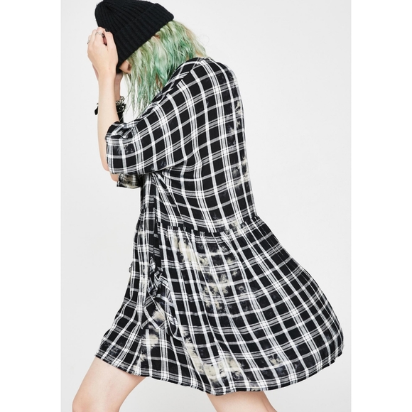SOLD Dolls Kill Bleached Flannel Dress - Picture 2 of 5